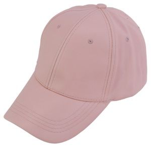 Pink Faux Leather Hip Hop Baseball Cap